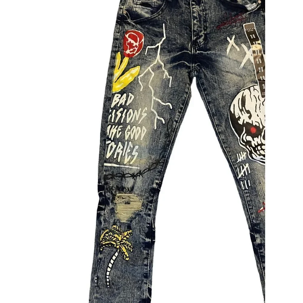 NWT Reason Skinny Jeans Move in‎ Silence Skateboard Streetwear 30Wx32L - Picture 5 of 13